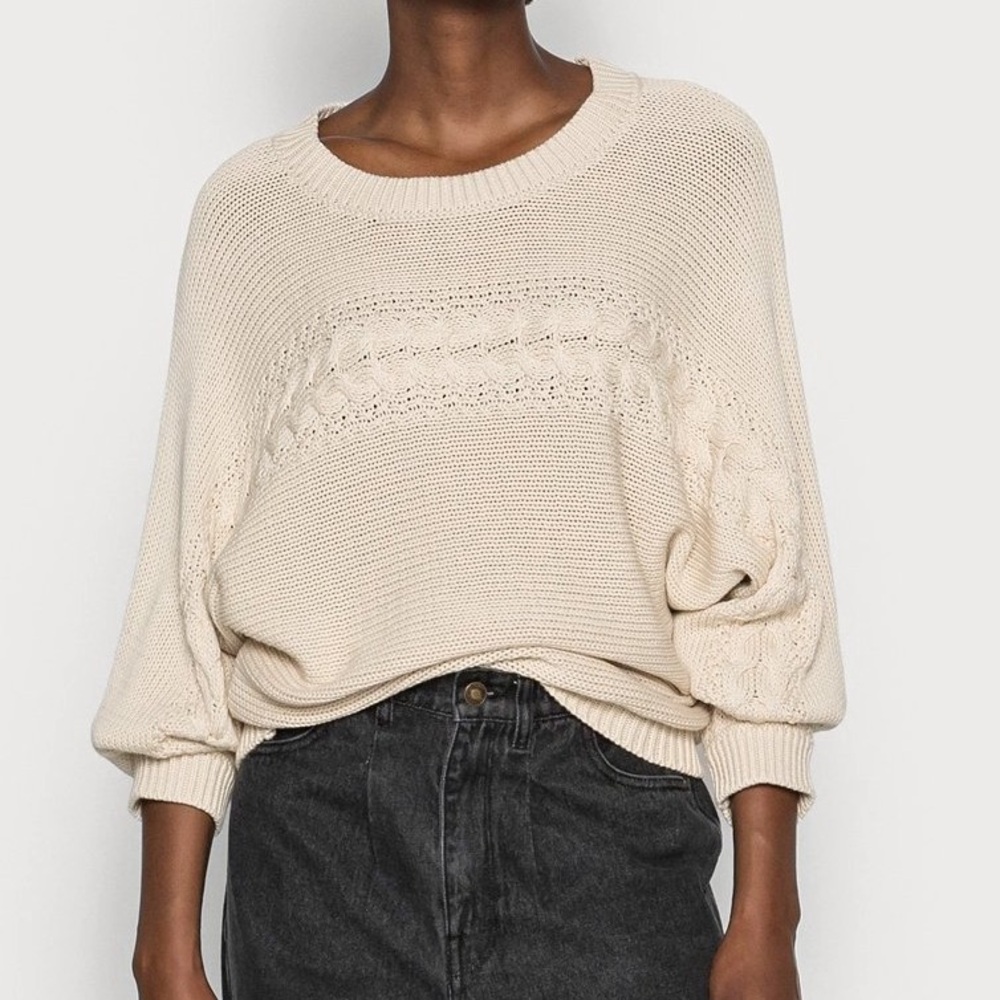 Part Two cable knit organic cotton sweater size‎ Medium - cream